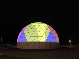 Testing the projection equipment in a 360 degree dome